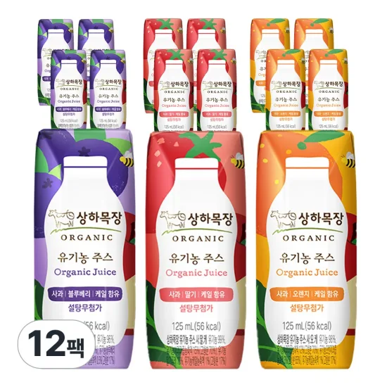 상하목장 유기농주스 12팩, 세 가지 맛이 필요한지 구성부터 따져보기